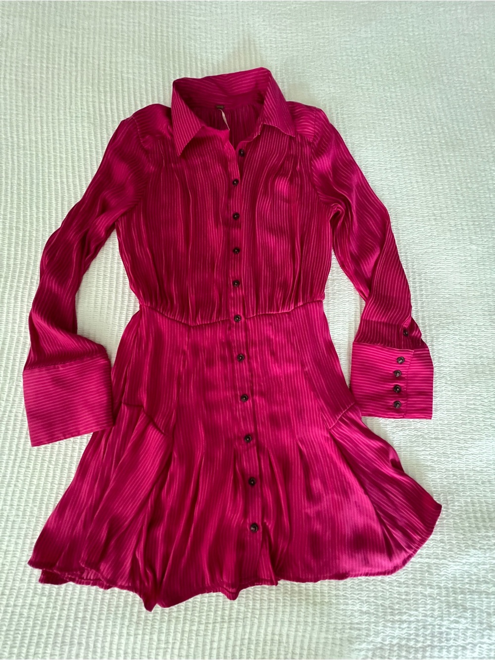 Free People Women's Fuchsia Button-Front Shirt Dress Size S/P